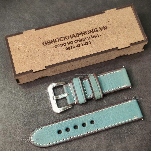 Dây da Bò - Màu Xanh Dương - Size 18/20/22/24mm