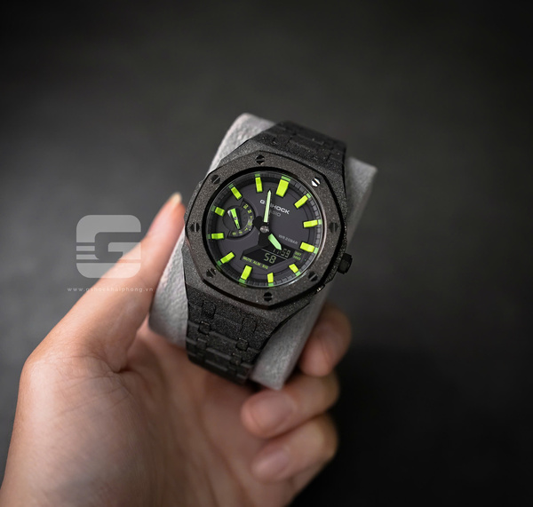 G-SHOCK GA-2100AP - BLACKOUT STARDUST X HYPER MINT GREEN