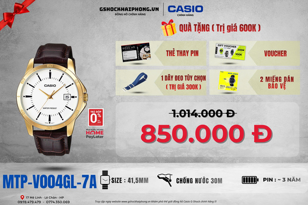 CASIO MTP-V004GL-7A - QUÀ TẶNG TRỊ GIÁ 600K