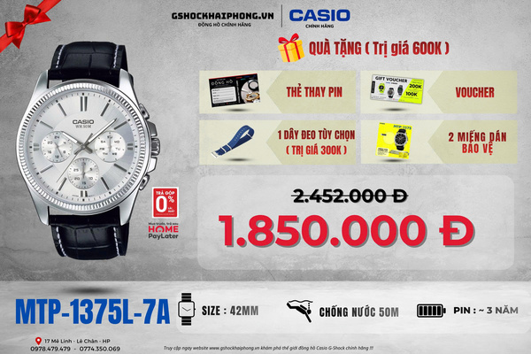 CASIO MTP-1375L-7A - QUÀ TẶNG TRỊ GIÁ 600K