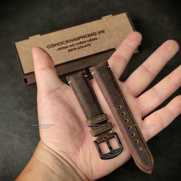 Dây da nâu Ngựa Điên - Size 20/22/24mm