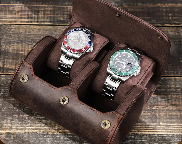 Hộp đựng đồng hồ đôi  - Da xịn Crazy Horse  cao cấp