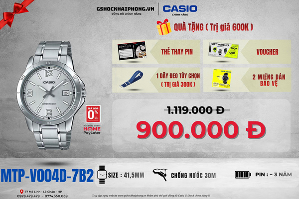 CASIO MTP-V004D-7B2 - QUÀ TẶNG TRỊ GIÁ 600K