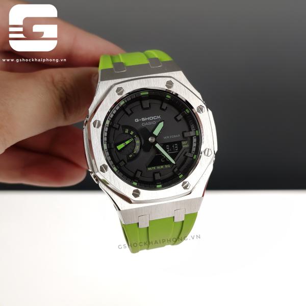 G-SHOCK GA-2100AP - Thép bạc dây cao su xanh 