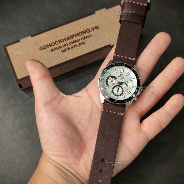 Dây da Bò - Màu Nâu - Size 20/22/24mm ( Khóa Bạc + Khóa Đen )