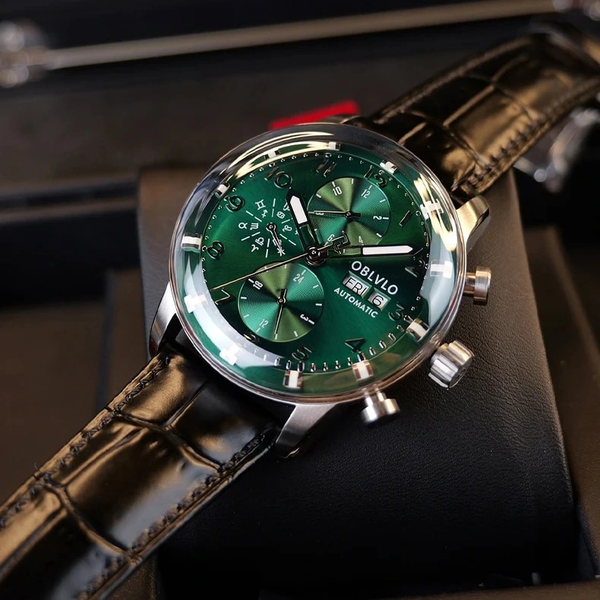 ĐỒNG HỒ NAM CHÍNH HÃNG OBLVLO IM-MUT XANH LÁ CÂY