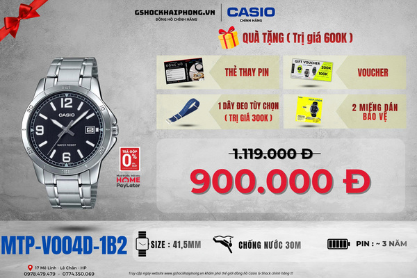 CASIO MTP-V004D-1B2 - QUÀ TẶNG TRỊ GIÁ 600K
