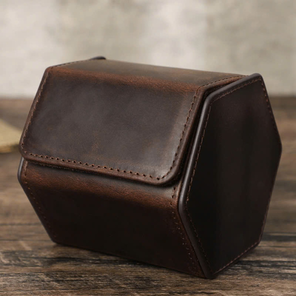 Hộp đựng đồng hồ lục giác - Da xịn Crazy Horse  cao cấp