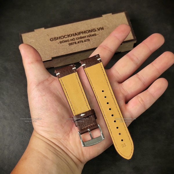 Dây da Bò Gân - Màu Nâu Đậm - Size 20/22mm