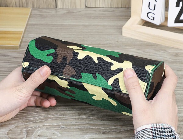 Hộp đựng đồng hồ  lục giác da bò màu camo