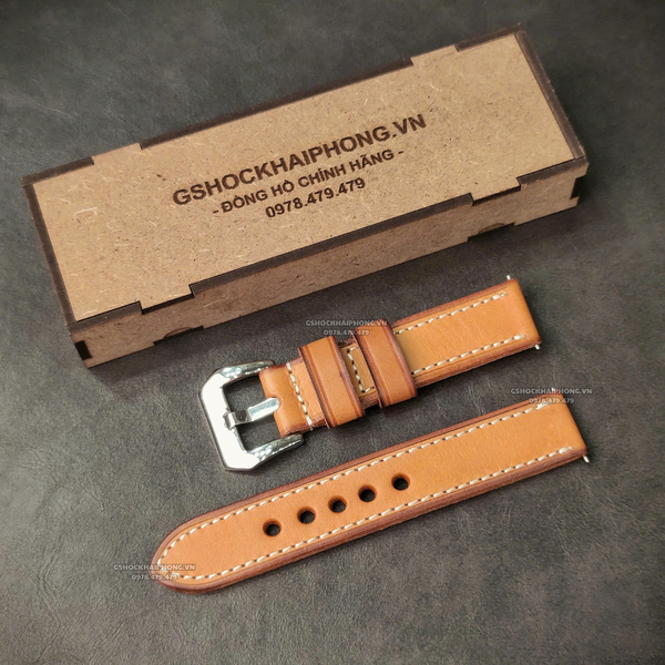 Dây da Bò - Màu Cam Vàng - Size 18/20/22/24mm