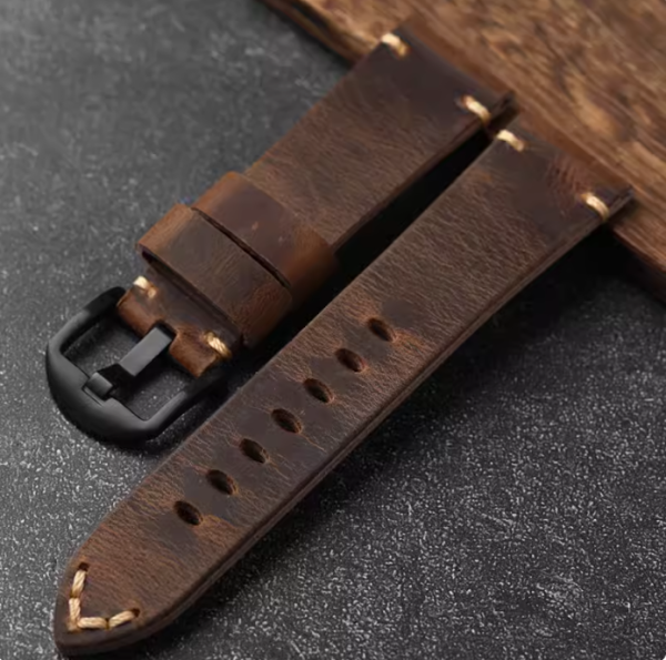 Dây da bò sáp cô điển - size 21mm/ 22mm/ 23mm/ 24mm/ 26mm