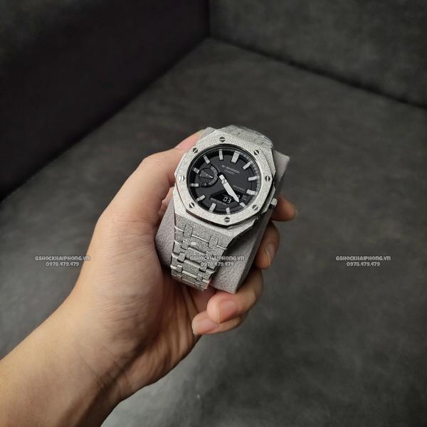 G-SHOCK GA-2100AP - FROSTED METAL BLACK & WHITE