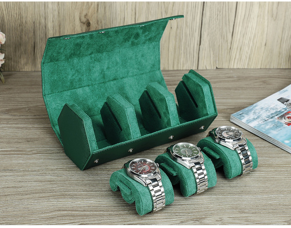 Hộp đựng đồng hồ  lục giác da bò màu lục bảo