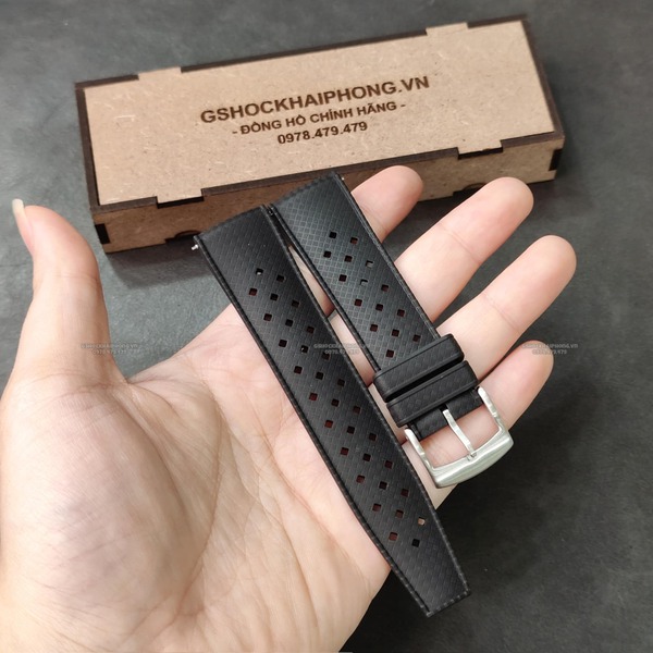 Dây cao su Flo cao cấp - Có vân và lỗ thoáng khí - size 20mm/ 22mm-Màu Đen