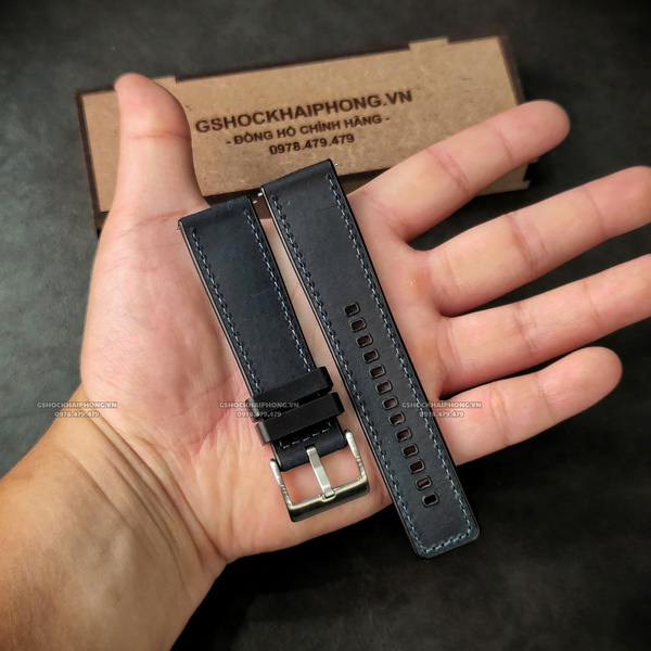 Dây da bọc cao su - Size 20/22/24mm - Màu Xanh Dương