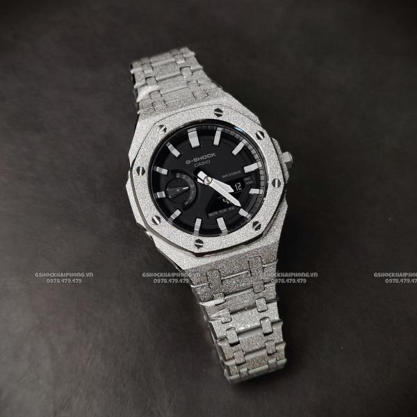 G-SHOCK GA-2100AP - FROSTED METAL BLACK & WHITE