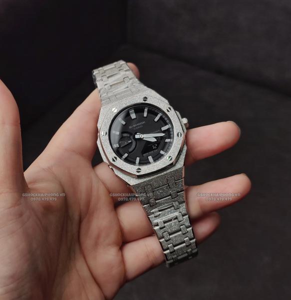 G-SHOCK GA-2100AP - FROSTED METAL BLACK & WHITE