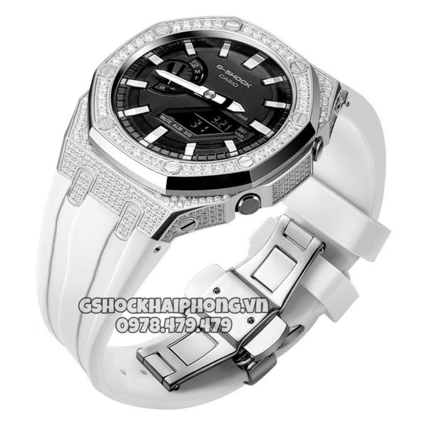 Bộ vỏ Bạc nạm full đá - Dây cao su ( Kích vào sản phẩm chọn màu dây ) 